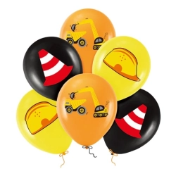 Balony urodziny dekoracja koparka kask mix 6x